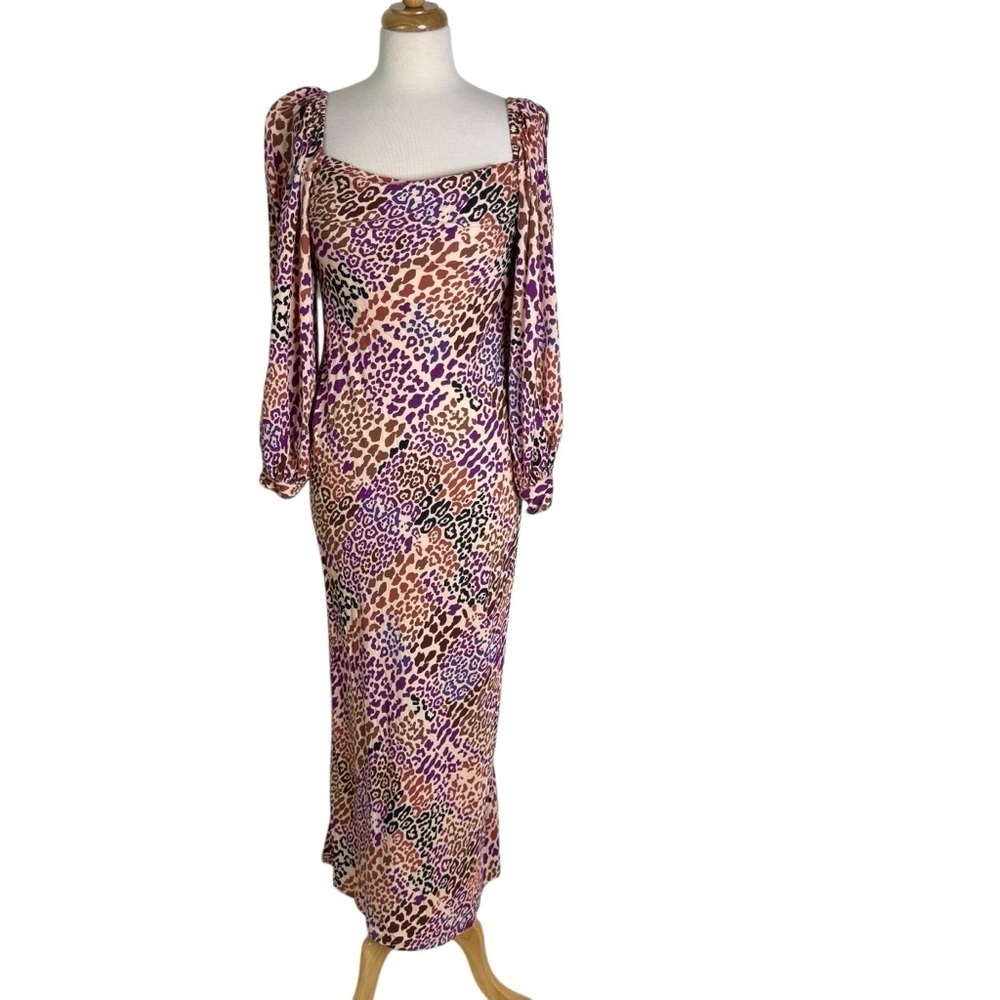 Carolina K Leopard Print Cowl Neck Maxi Dress Mauve Blush Size S - Picture 6 of 16